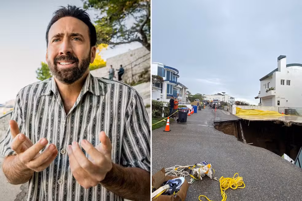 Entrada de mansão de Nicolas Cage desaba em Malibu